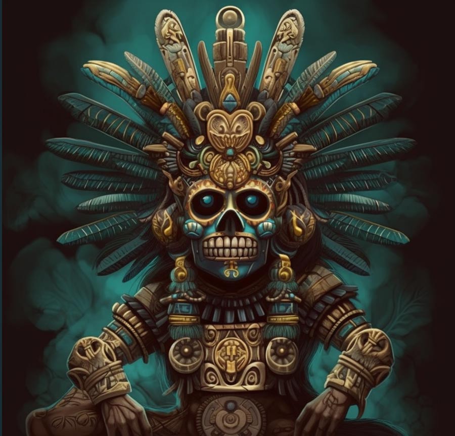imagen de Mictlantecuhtli creada con inteligencia artificial #Mictlantecuhtli #diosdelinframundoazteca